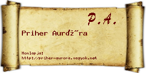 Priher Auróra névjegykártya